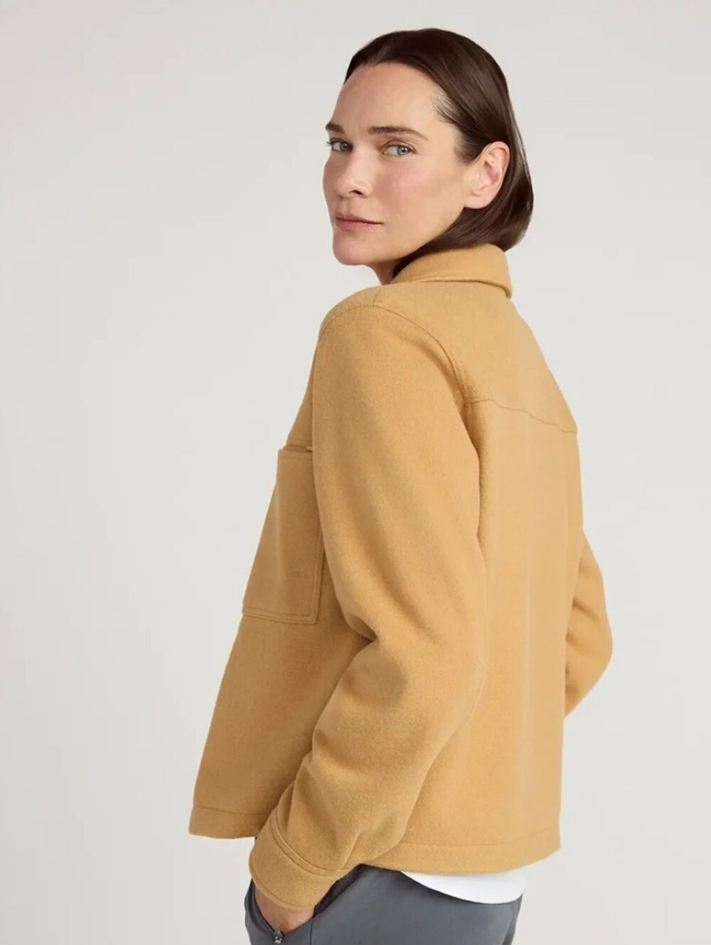 Mondetta On The Go Jacket Cropped Camel Tan Button-Up Casual Womens Size XS